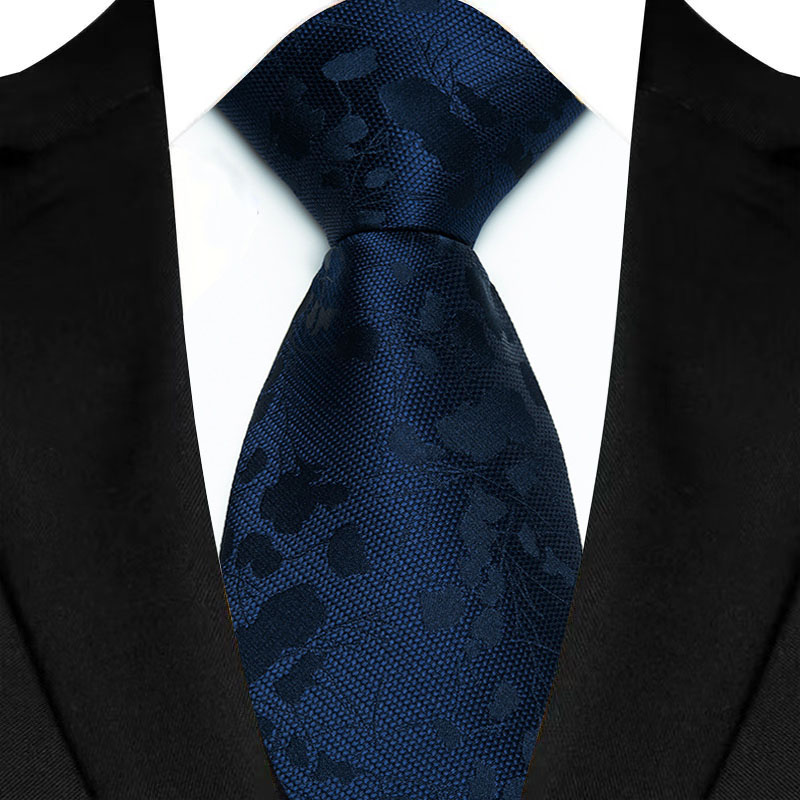 Corbata de lujo de 8CM para hombre, Color azul marino, rayas de puntos, corbata sólida para hombre, novio, corbata tejida de Jacquard para de boda de negocios