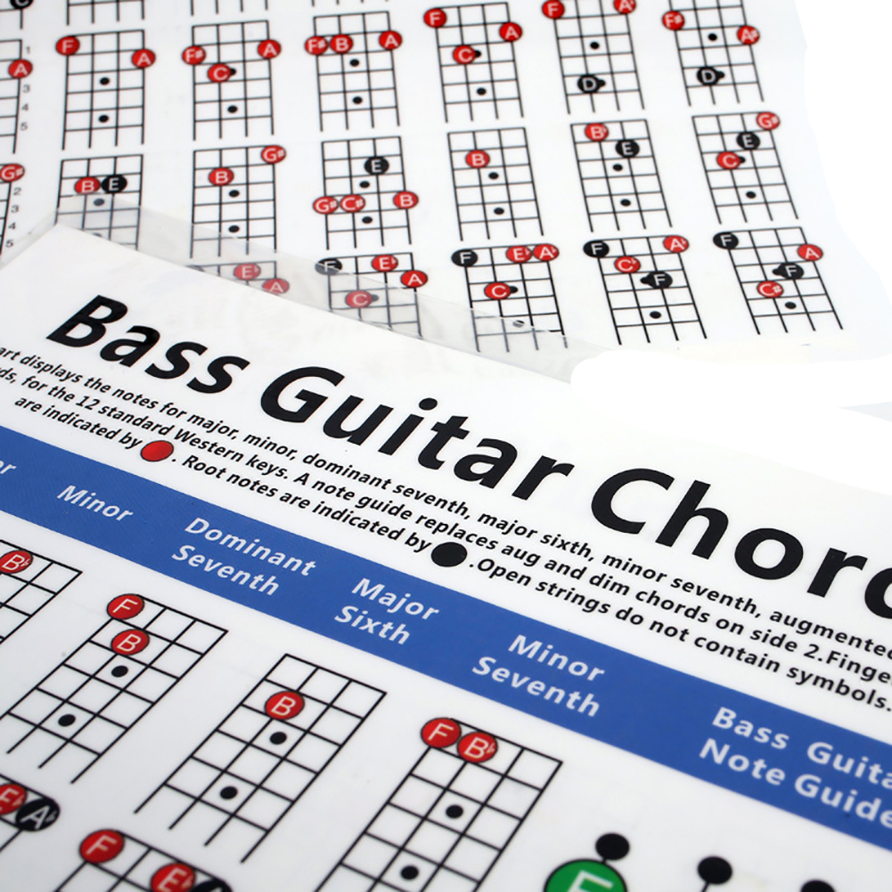 4 Strings Electric Bass Guitar Chord Chart Music Instrument Practice Accessories