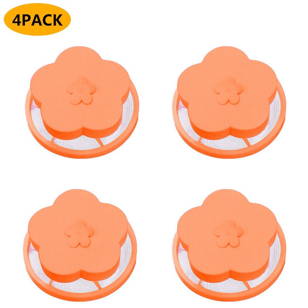 Atrapamoscas flotante de pelo de mascota, accesorio para lavar la pelusa, máquina mágica para atrapar el pelo de mascotas, 4 unidades: Orange