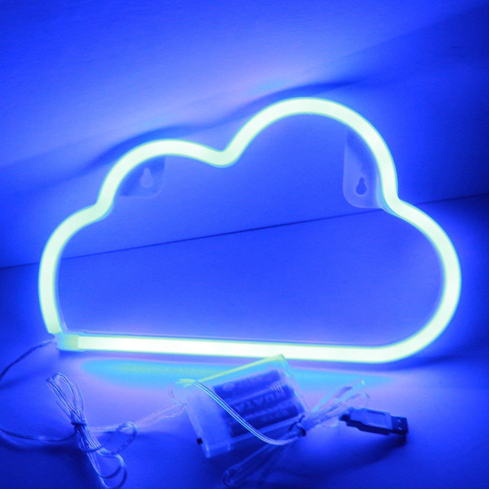 Dekorative LED Wolke Neon- Licht Neon- Nacht Licht Zeichen Zauberstab Kunst Dekor für Haus Hof Küche Baby Mädchen Schlafzimmer Hochzeit dekoration: Blau