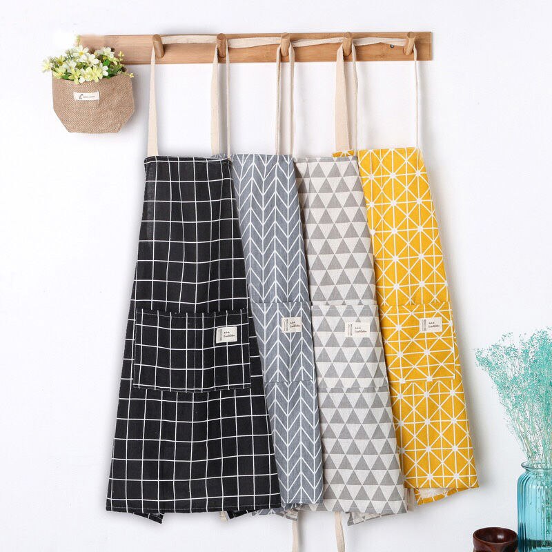 Fashionable Apron Female Cute Kitchen Apron Cooking Work Clothes Smock Girdle Couple Waterproof Apron Cotton and Linen