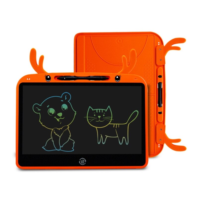 P8DC Cartoon Children&#39;s Drawing Pad Christmas Elk Graffiti Handwriting Board Electronic Pad Light Kids Cartoon Elk: Orange