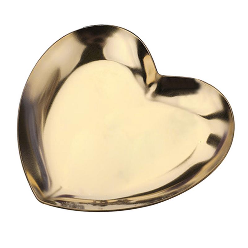 Home decoration ornaments fruit tray Home decoration stainless steel heart-shaped storage tray heart-shaped metal jewelry tray: 02