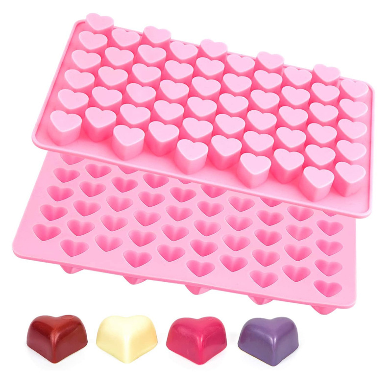 Molde de silicona en forma de corazón pequeño para pasteles, moldes de repostería de Chocolate, decoración para hornear DIY, molde de epoxi de cristal de cubitos de hielo de cocina, 55