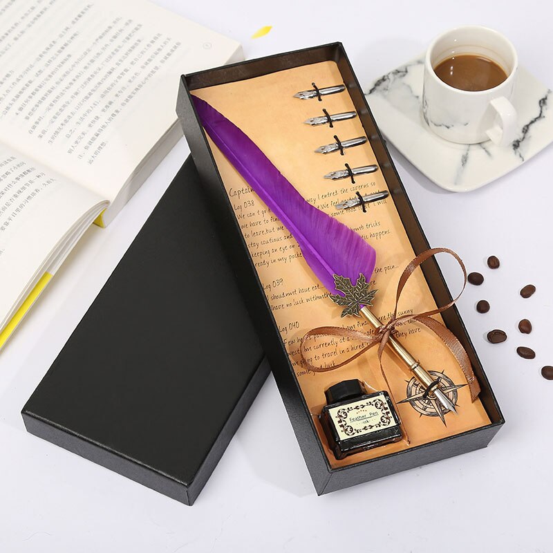 Retro Vintage Kalligrafie Veer Pen Schrijven Pen Briefpapier Geschenkdoos Bruiloft Student Briefpapier Set