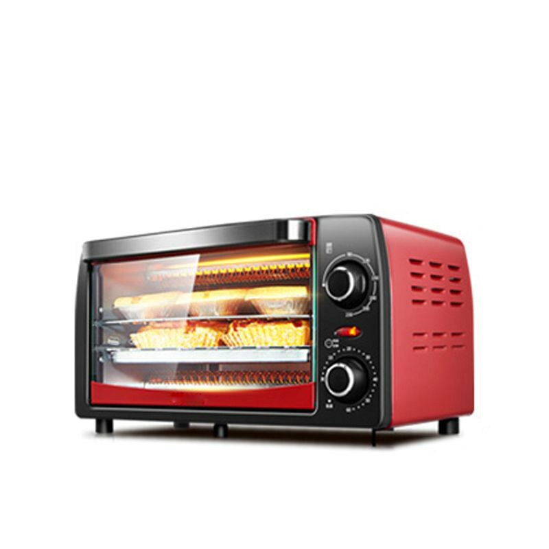 Mini horno eléctrico automático de 12L 220V 1050W, horno doméstico para Pizza, parrilla para carne, máquina para hornear pan, aparatos de cocina