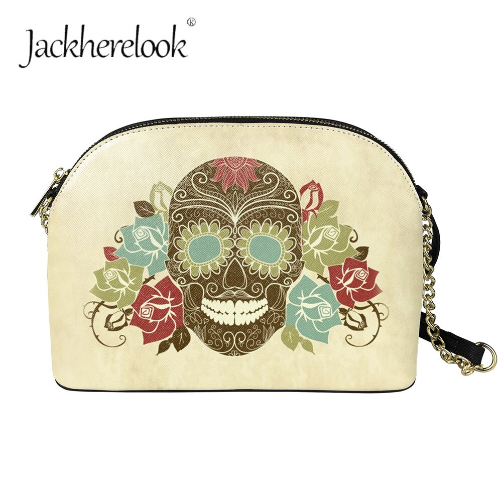 Jackherelook dames suikerschedel patroon dames rits crossbody tassen schoudertassen gothic stijl trend handtassen: Hqc 147 d 49