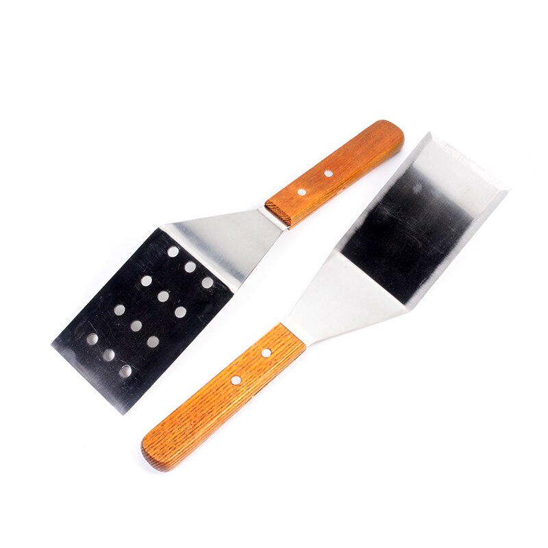 Wood Handle Heavy Duty Hamburger Turner / Spatula with Cutting Edge, 2.95-Inch Wide Blade, 11.5-Inch BBQ Tools