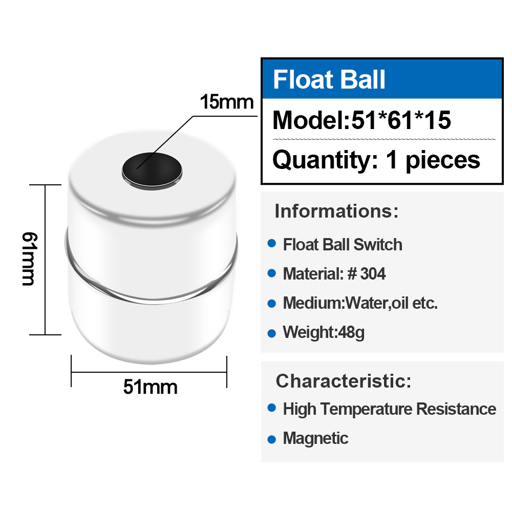 1 szt. Pływak Magnetyczny przełącznik pływakowy ze stali nierdzewnej do pływaka poziomu wody 24 mm 28 mm 9,5 mm: Kości słoniowej
