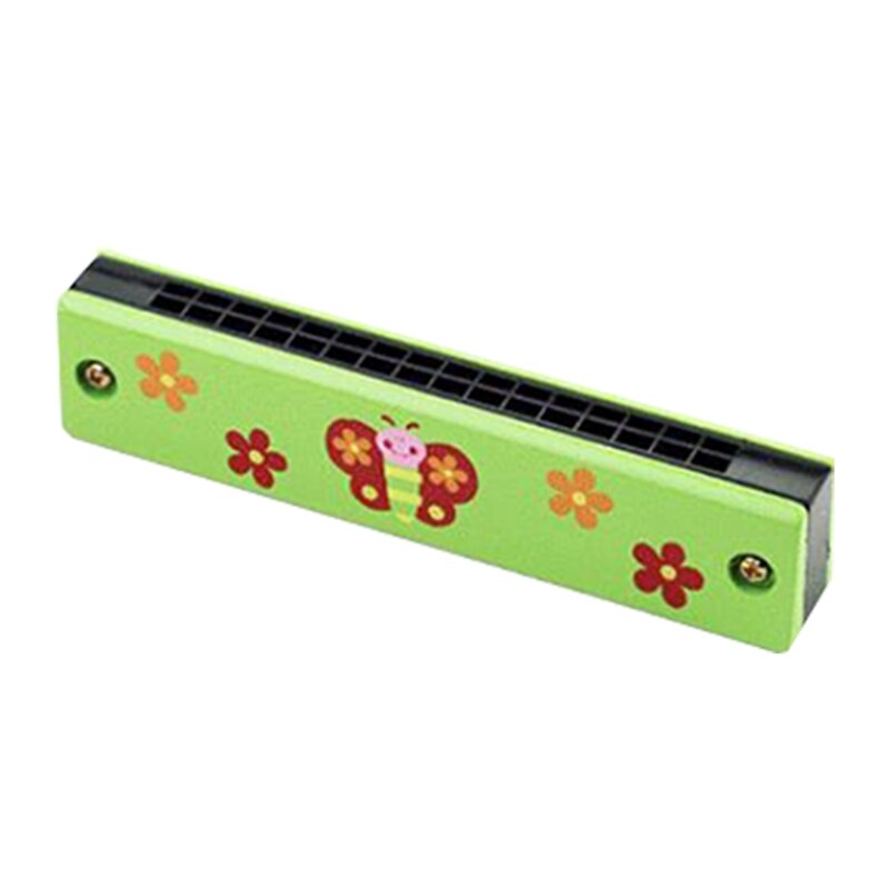 Double-Row 16 Hole Wooden Color Harmonica for Beginner Students Kids: 3TT401763-C