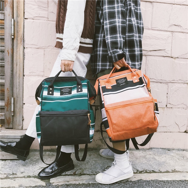 Gestreepte Stijl Rugzak Canvas Vrouwen Rugzak Hoge Capaciteit Tiener Meisje School Rugzak Rugzak Rugzak Vrouwelijke Mochilas