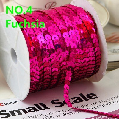 100 Yards 6mm Platte Ronde Pailletten Lint Naaien onTrim, Spangle Pailetten Strings in Roll Voor Ambachten, Vrouwen Doek Accessoires: Rose Red