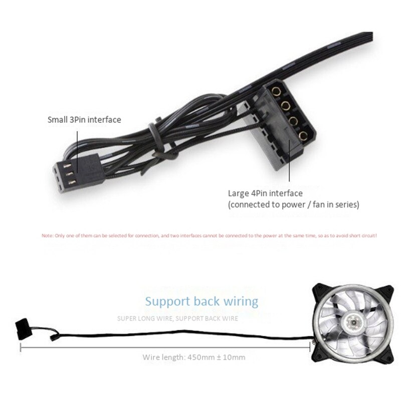 RGB Color-Changing Symphony LED Light Desktop Computer DIY Light-Emitting Cooling Fan LED Case Fan Computer Cooling Fan (Fine Ap