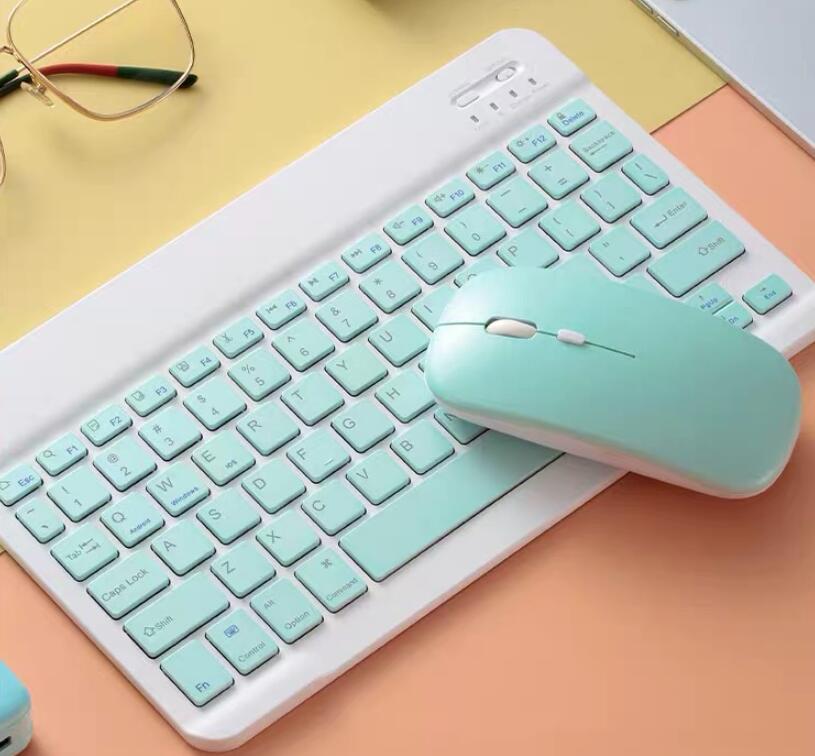 SeenDa-teclado y ratón inalámbricos Combo, 2,4G, ultrafino, para ordenador Windows, Bluetooth, para Ipad: Bluetooth  Blue