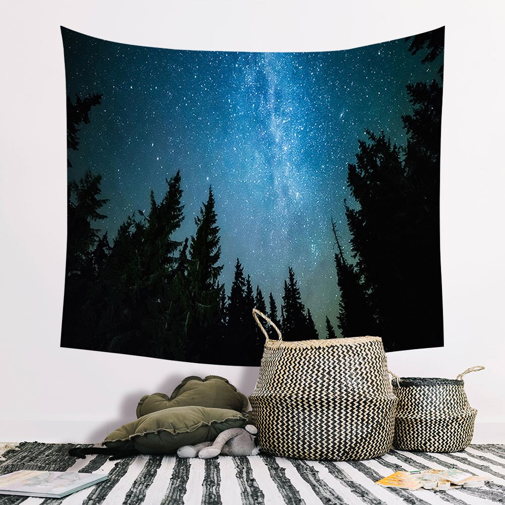 Tapisserie arbre forêt étoile ciel tournesol tenture murale tapisserie tapis toile de fond décor mur tissu tapisseries macramé