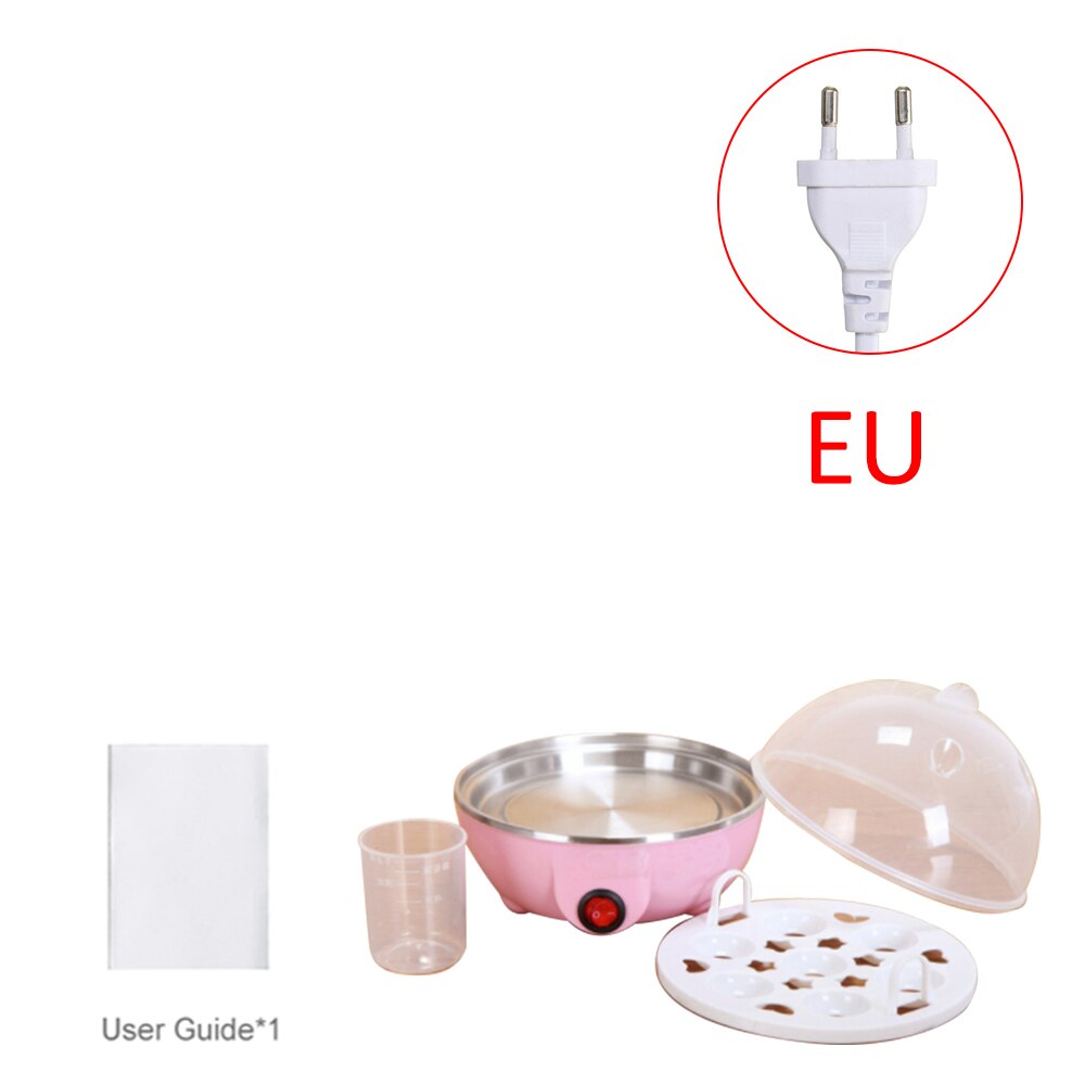 Mini vaporizador de huevos multifuncional, 350W, hervidor eléctrico de huevos, herramienta de cocina, vaporizador de huevos, máquina de desayuno: Pink