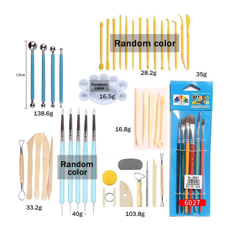 Plastic/Wooden/Metal Tools DIY Ceramic/Pottery Clay Sculpture Tools Set Shaping/Modeling/Sculpting/Carving/Coloring Clay Tools
