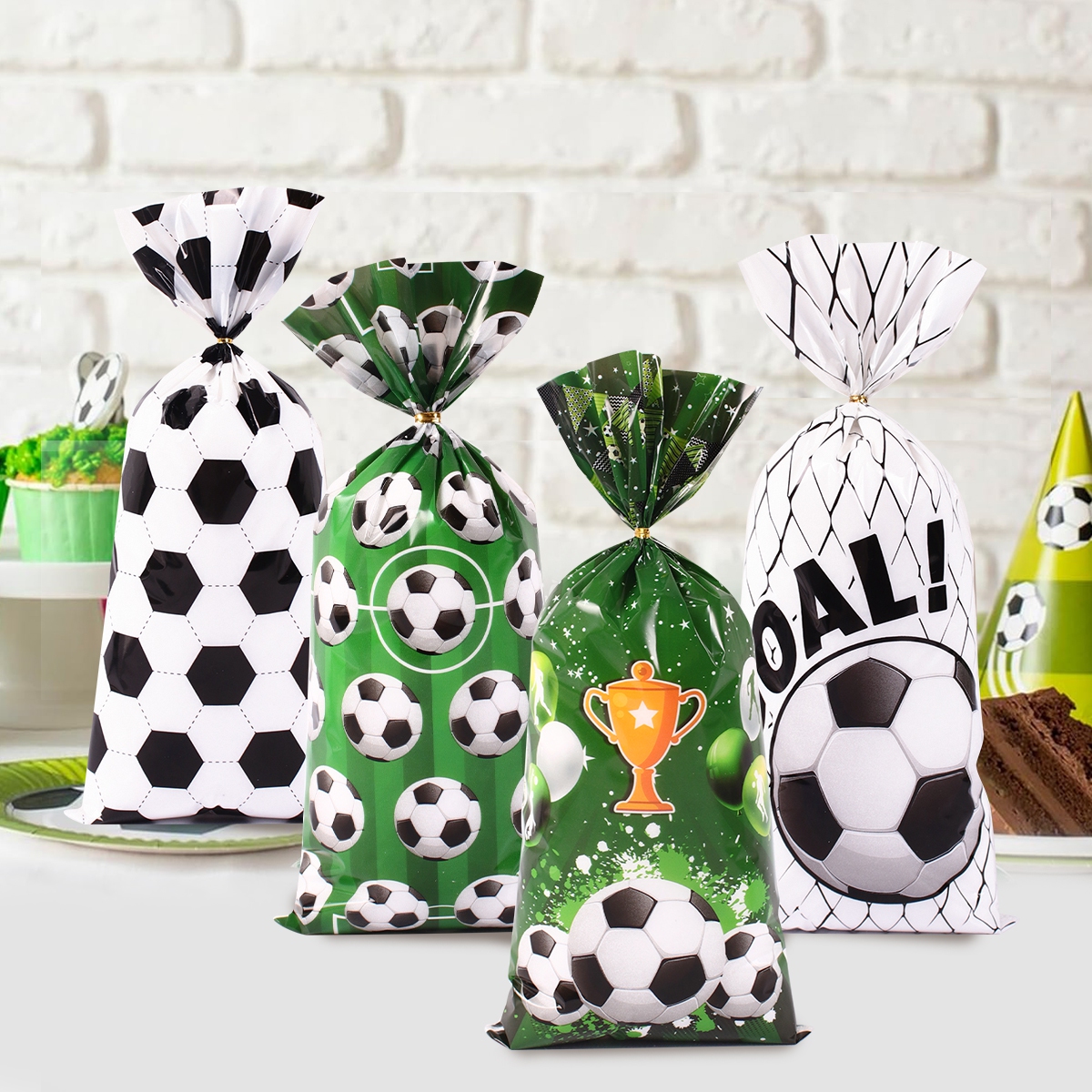 Bolsas para envolver dulces con tema de fútbol, bolsa de de fútbol, bolsa de galletas, bolsas de recuerdo de para niños, decoración de de cumpleaños, 25/50 Uds.