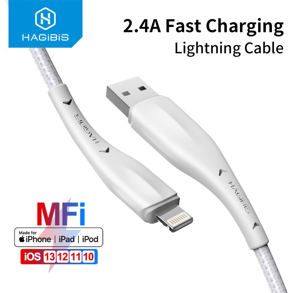 Hagibi Mfi Usb-kabel Voor Iphone 11 Pro X Xs 8 2.4A Snelle Opladen Lightning Kabel Voor Iphone 6 Usb datakabel Telefoon Oplader Kabel
