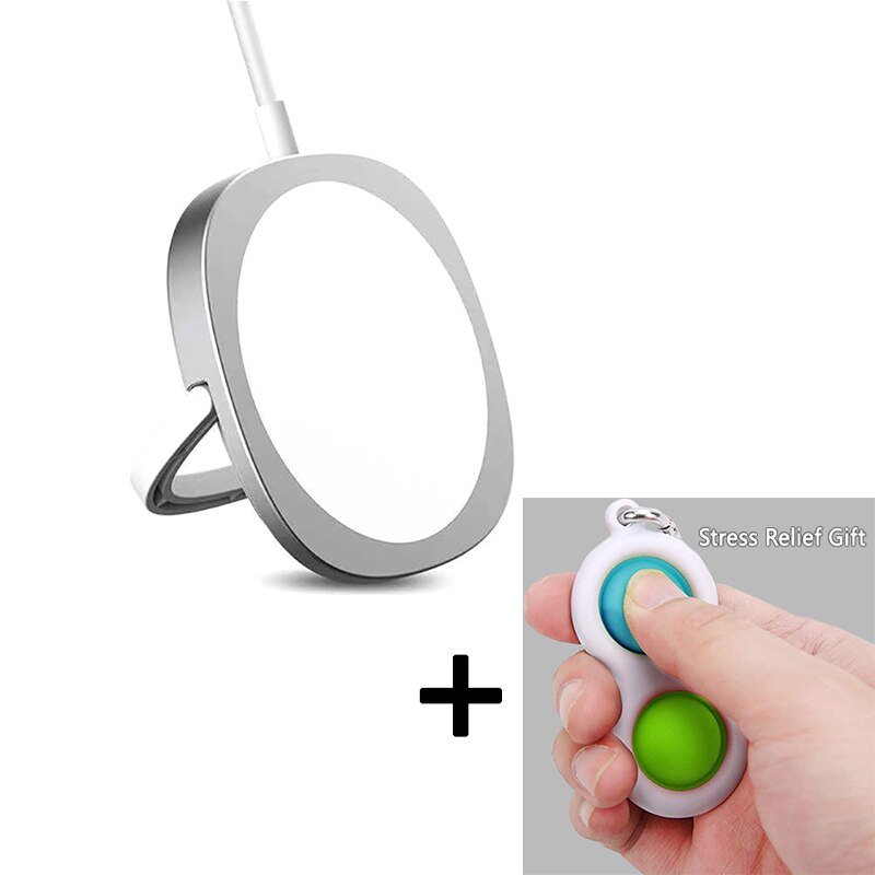 Ring Draadloze Opladen Ondersteuning Draadloze Opladen Van Mobiele Telefoons 15W Fast Charger Plug Voor Type-C Quick Lading plug Draagbare: Silver po