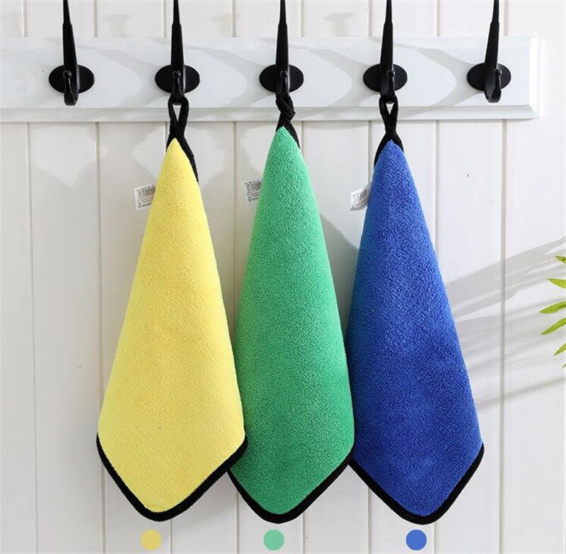 30*30cm mikrofiber korall fleece trasa biltvätt ren torkhandduk superabsorberande vård handduk dubbla lager plysch