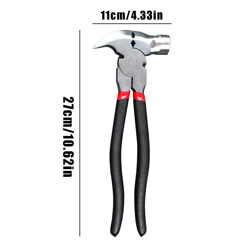 Alicates para cables de esgrima, alicates para cables de estiramiento, herramientas de alambre de púas multivalla de 10,5 pulgadas, cabezal de martillo, extractor de grapas para uñas