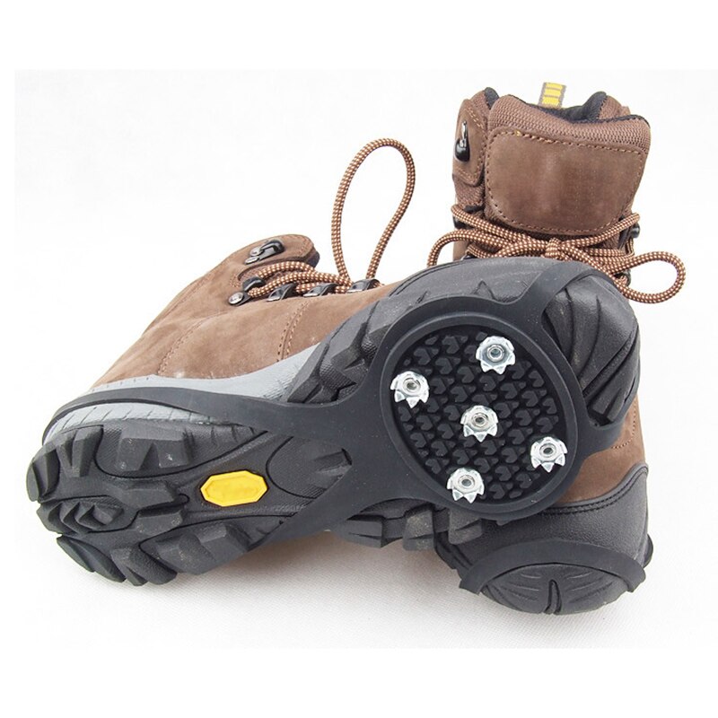 1Pair 5 Teeth Heel Claw Winter Crampons Spike Ice Snow Shoe Grip Spike Anti-Slip Climbing Shoes Spike Cleats Outdoor Accessories