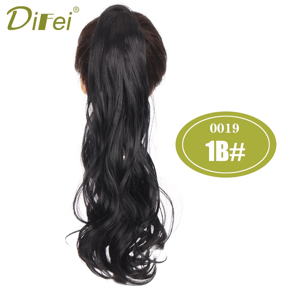 DIFEI Lange Golvende Natuurlijke Paardenstaart Clip in Pony tail Hair Extensions Wrap Rond op Synthetisch Haar Stuk voor Vrouwen: 1B