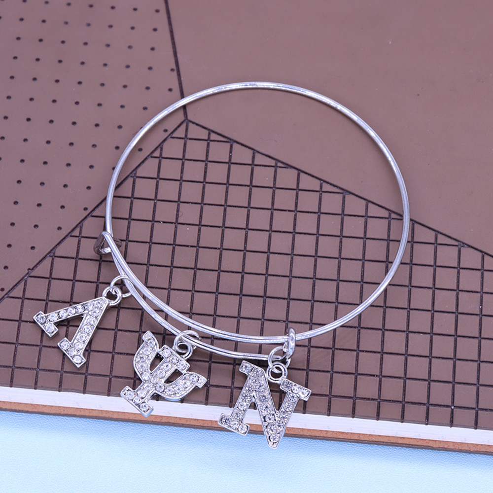 Metalen Inlay Diamant Est Griekse Sorority Letters Lambda Psi Nu Verpleging Sorority Armbanden Voor Vrouwen