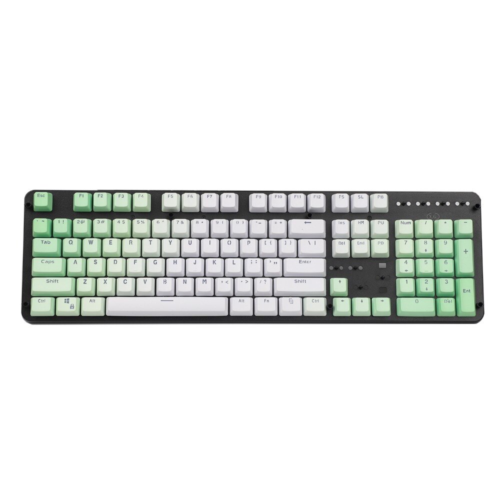 104 pbt keycap tofarvet gennemskinneligt keycap sæt med puller kompatibel med cherry mx mekanisk tastatur: Grøn til hvid