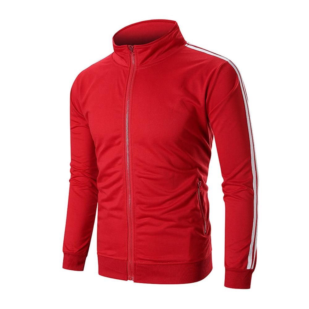 Herre sport jakke fritid efterår splejsning print sweatshirt top afslappet træningsdragt o-hals udendørs sport outwear: Rød / Xl