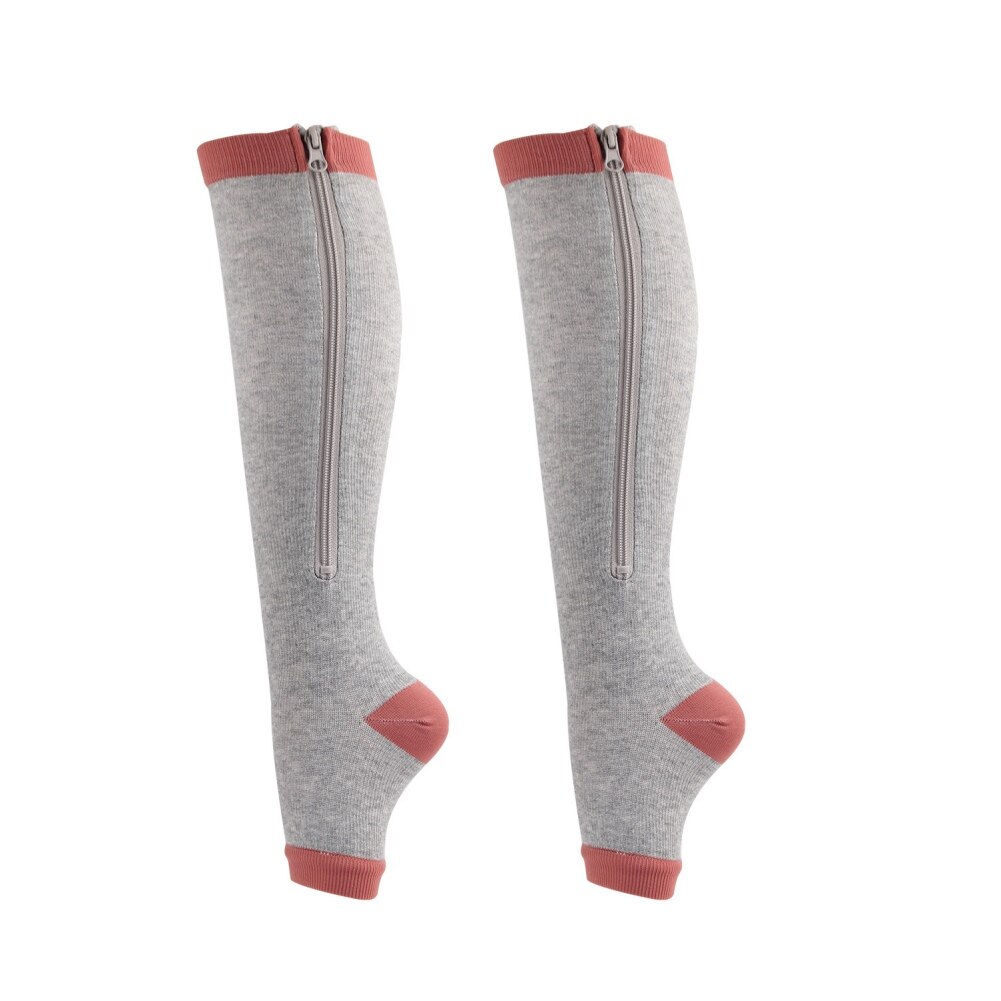 1 paar sport-kompressionsstrümpfe mit reißverschluss, fußball- und basketballsocken, stovepipe-socken, beinstrümpfe zur vorbeugung von krampfadern: C / L xl