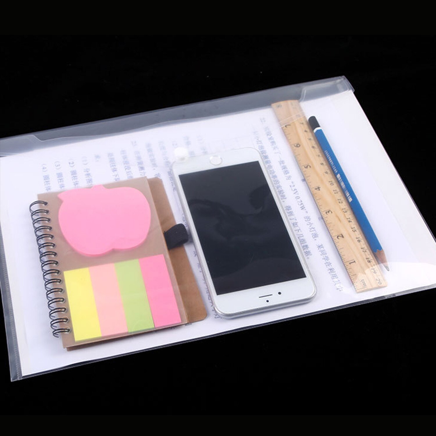 2pcs/lot Paper File Folder Paper Pouch A4 Clear Document Bag Stationery School Office Case PP 6colors