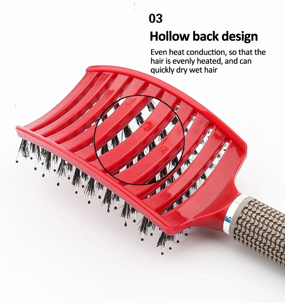 Spazzola per capelli Spazzola professionale curva ventilata per un asciugatura più veloce per spazzola districante a paletta per ricci asciutti e bagnati, spessi e dritti