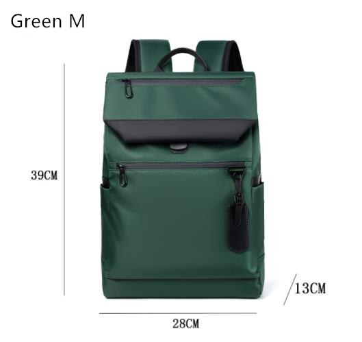 Wasserdichter nylon-laptop-rucksack für #39 , schwarz, ideal für geschäftsreisen und den urbanen stil, mit usb-ladefunktion: Grün m