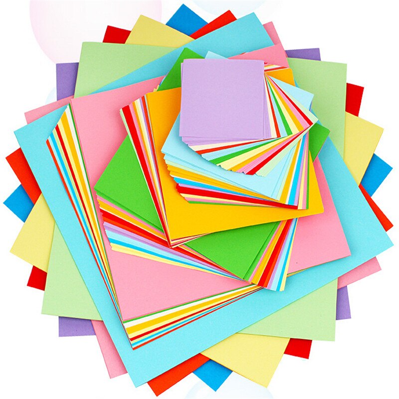 100 stk 10 x 10cm blandet farve firkantet dobbeltsidet farvet håndværkspapir diy kid folde håndlavet papir festdekorationer
