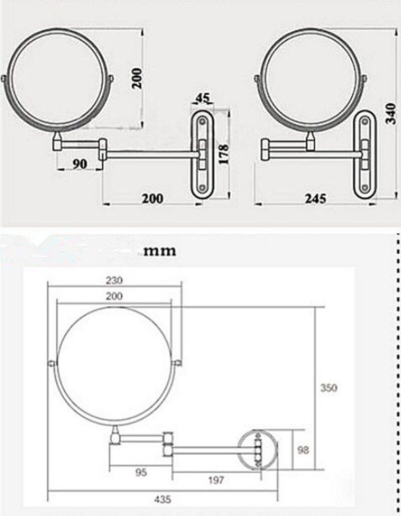 Tuqiu dressing speil veggmontert 8 tommers rote 3x/1x forstørrelses speil folding måke sminke speil kosmetisk speil dame