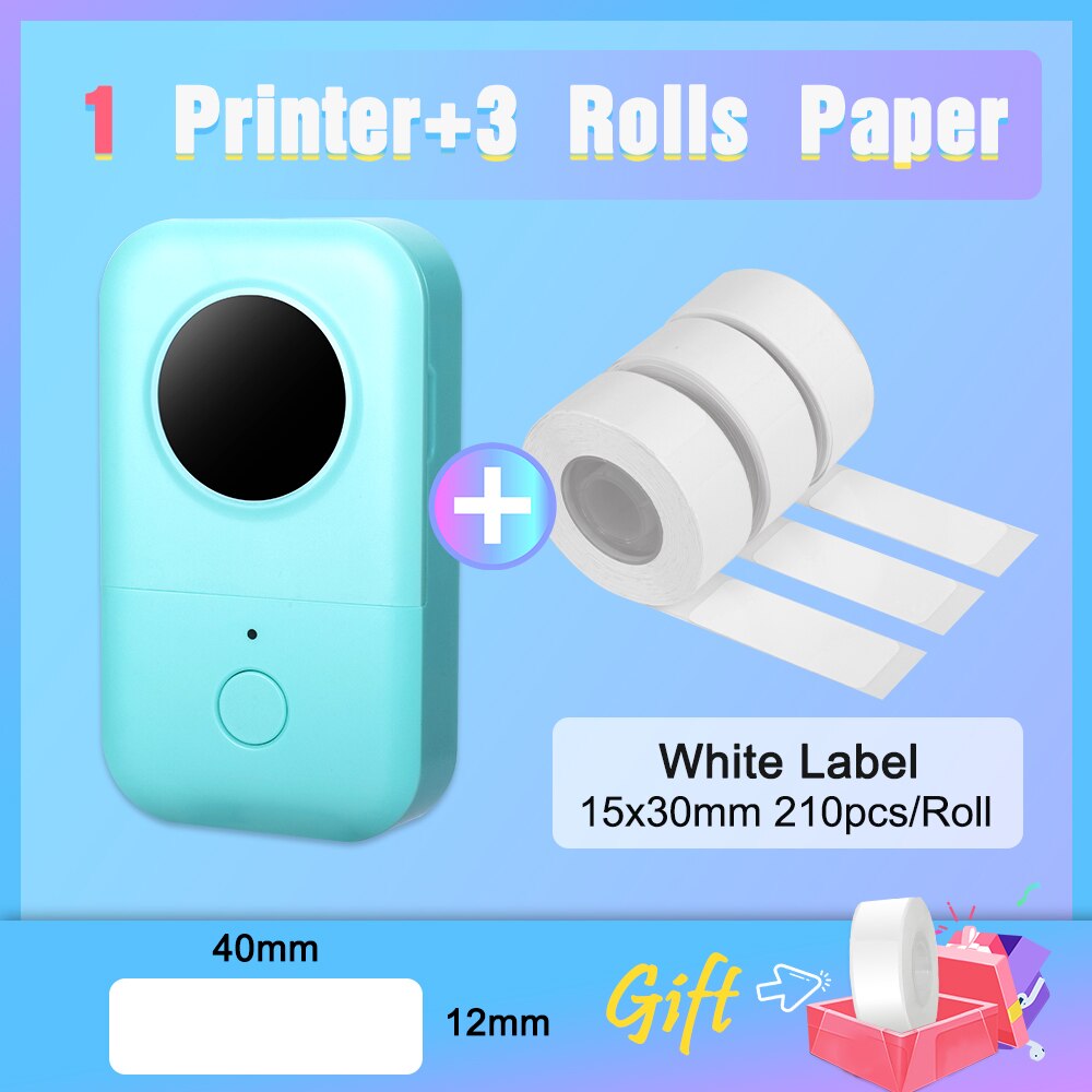 Version Phomemo D30 Smart Mini Label Maker Wireless Thermal Label Machine Compatible with IOS and Android System: D30G add 3 1530paper