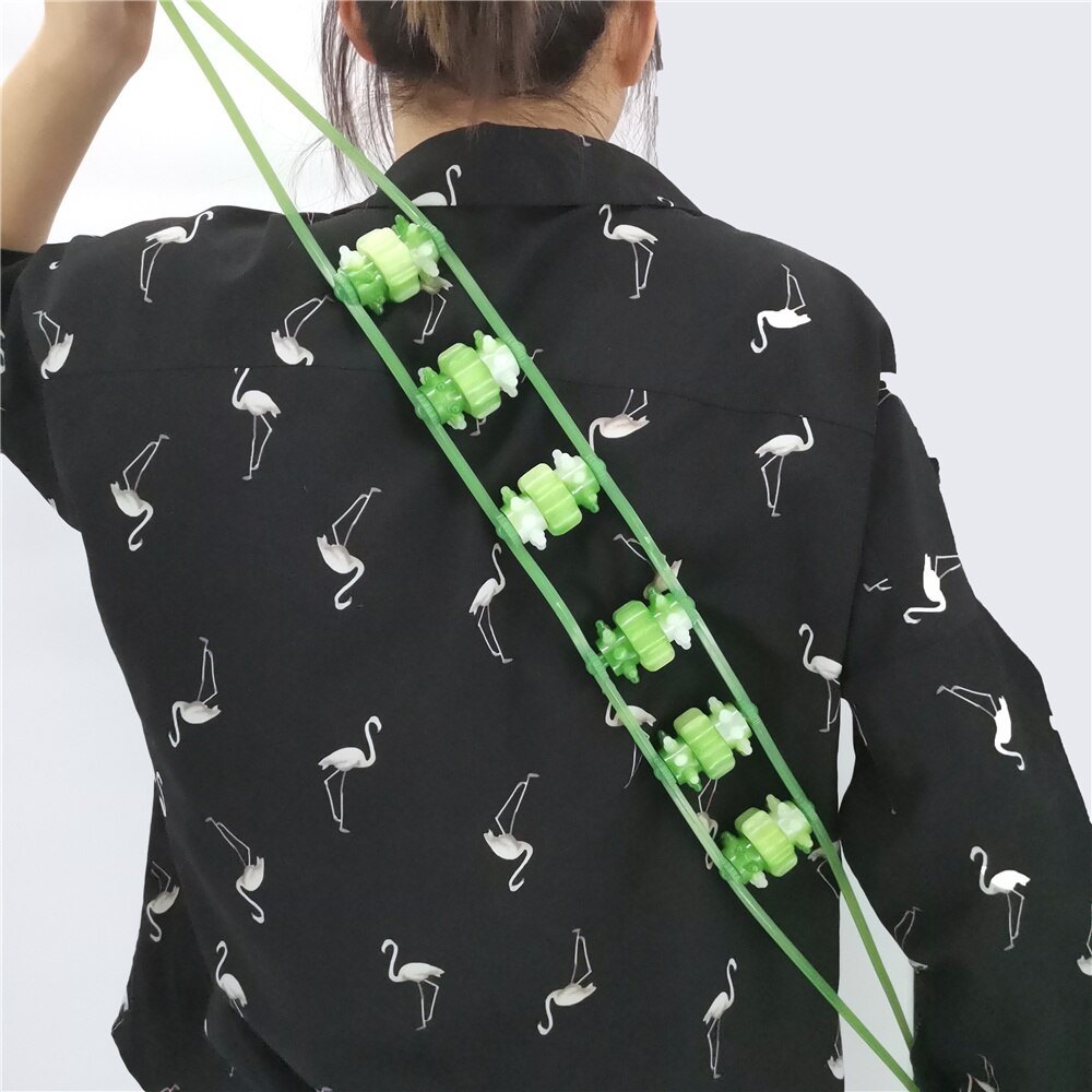 Hand-held 3-bead 6-Roller Pull Back Roller Massage Back Massager Tickle Stick Back Acupressure Relieve Fatigue Relaxation Tool