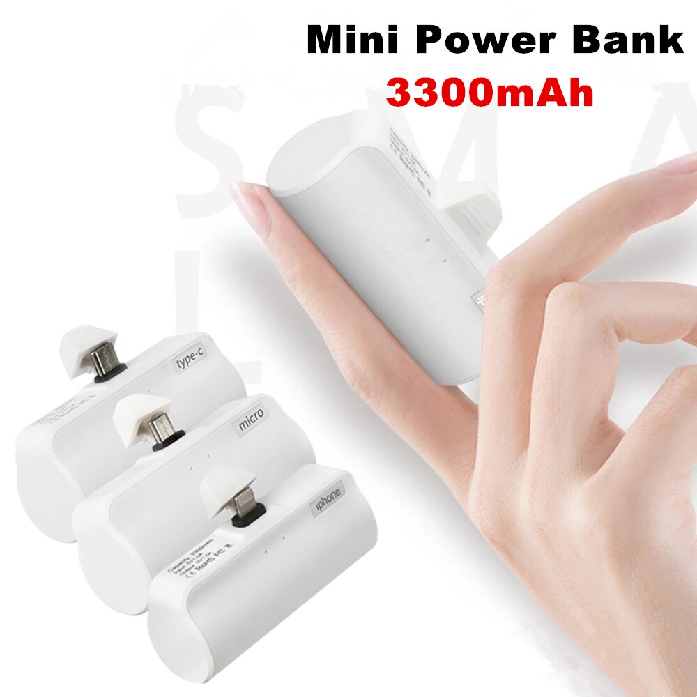 Mini Energie Bank 3300mAh Tragbare Telefon Ladegerät Poverbank Externe Batterie Ladung Für iPhone Xiaomi Samsung Reise Ladegerät