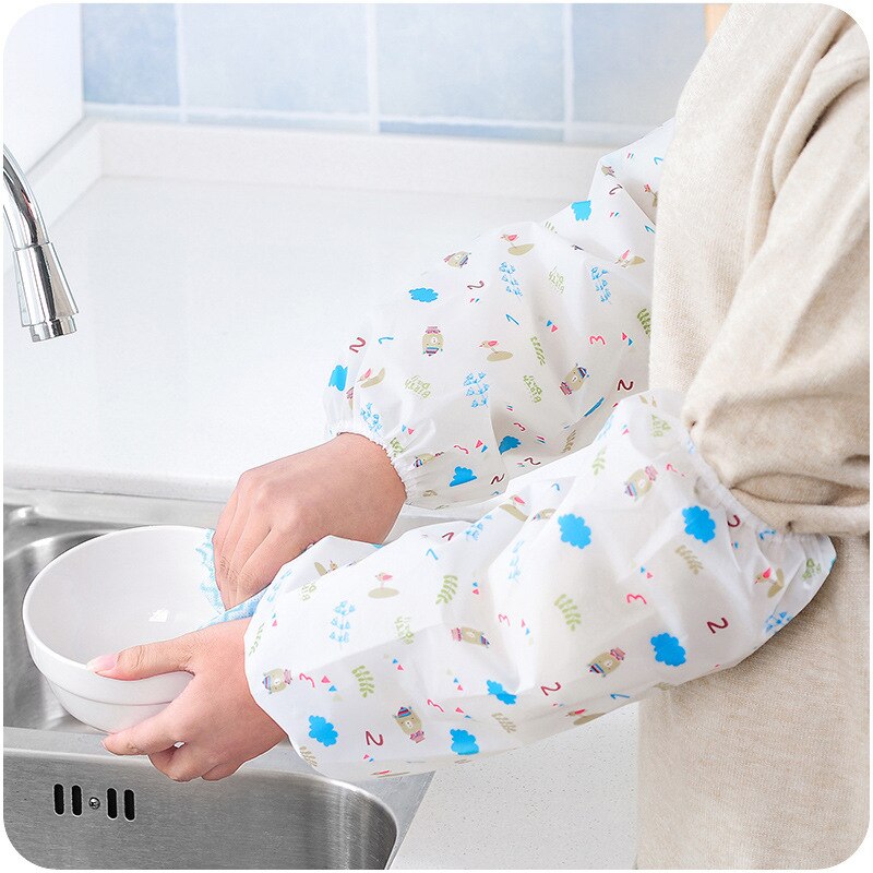 Men's and women's kitchen cleaning anti-soil oil sleeves Korean version of the cute long waterproof sleeve E34