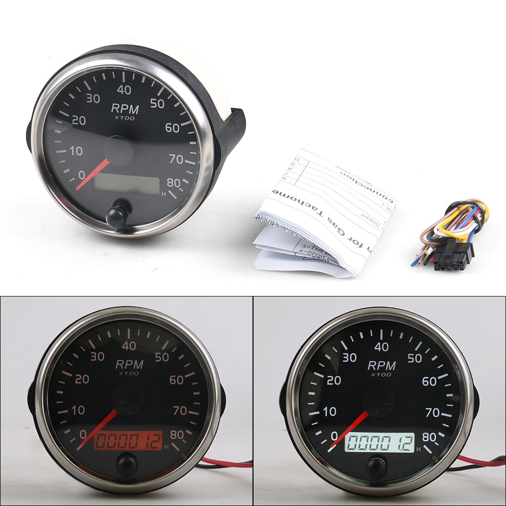 24v Rpm Meter 0-8000 Rpm Toerenteller 85 Mm Tacho Meter Amber/Wi... – Vicedeal