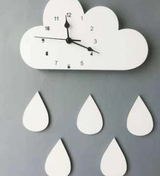 Ins Explosie Modellen Nordic Thuis Cloud Raindrop Klok Cartoon Baiyun Stille Klok Muur Kinderkamer Decoratie: WHITE