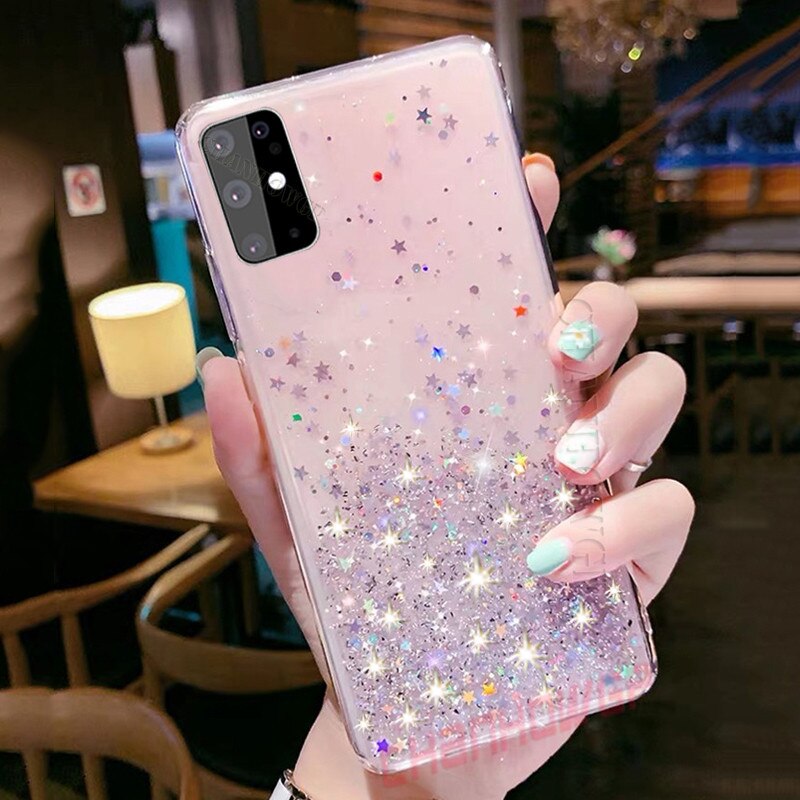 Voor Samsung Galaxy A51 Case Bling Glitter Soft Tpu Back Cover Voor Samsung Galaxy A71 A81 A91 Sm A515F A717F een 51 71 Pailletten Case: For Samsung A91 / Roze