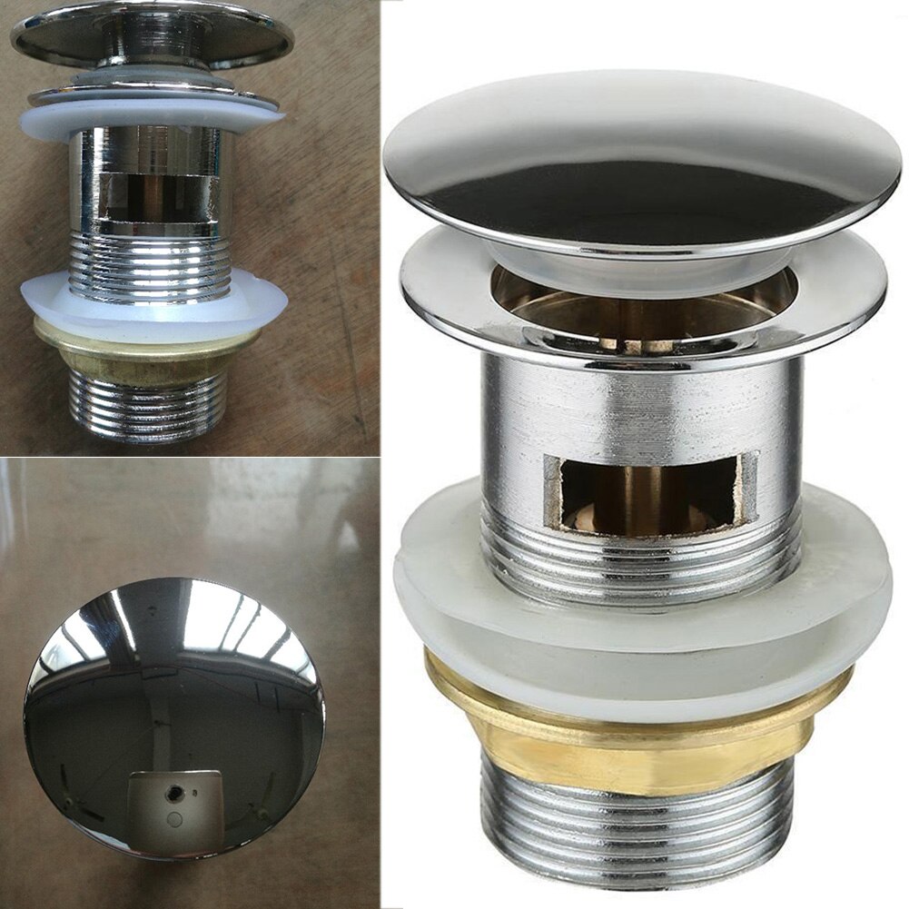 EMVANV Zinc Alloy Click Slotted Basin Sink Tap Drain Bath Overflow Hole Push Button up Clack Waste Plug