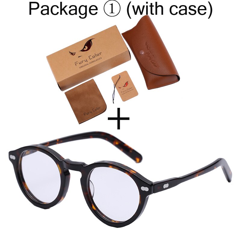 Monture de lunettes optique rétro ronde, petite monture en acétate, monture à lentilles transparentes pour femmes et hommes, prescription: tortoise-L