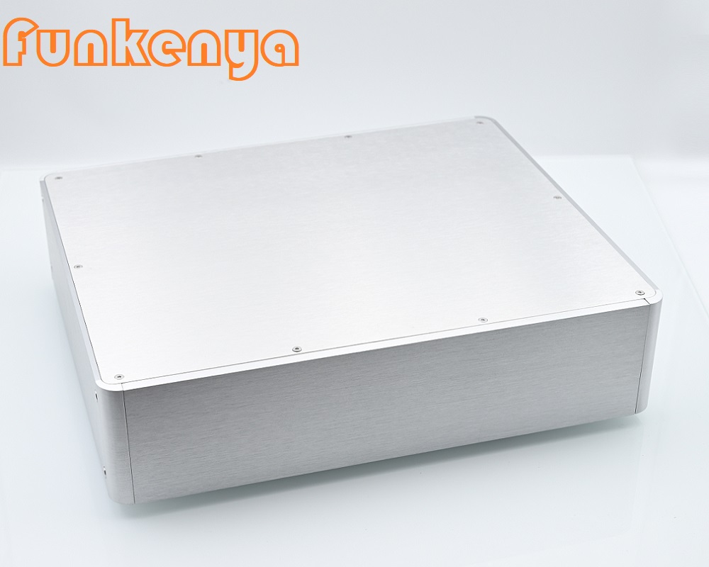W380 H89 D320 DIY Anodized Aluminum Chassis Power Amplifier Housing Hi End DAC Rear Shell Preamp Case Headphone AMP PSU Hifi Box: Silver