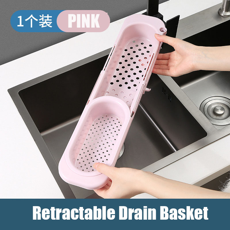 Kjøkken uttrekkbar avløpskurv vaskestativ teleskopisk avløpsstativ filter rester avløpskurv oppbevaring av oppvaskklut: 02