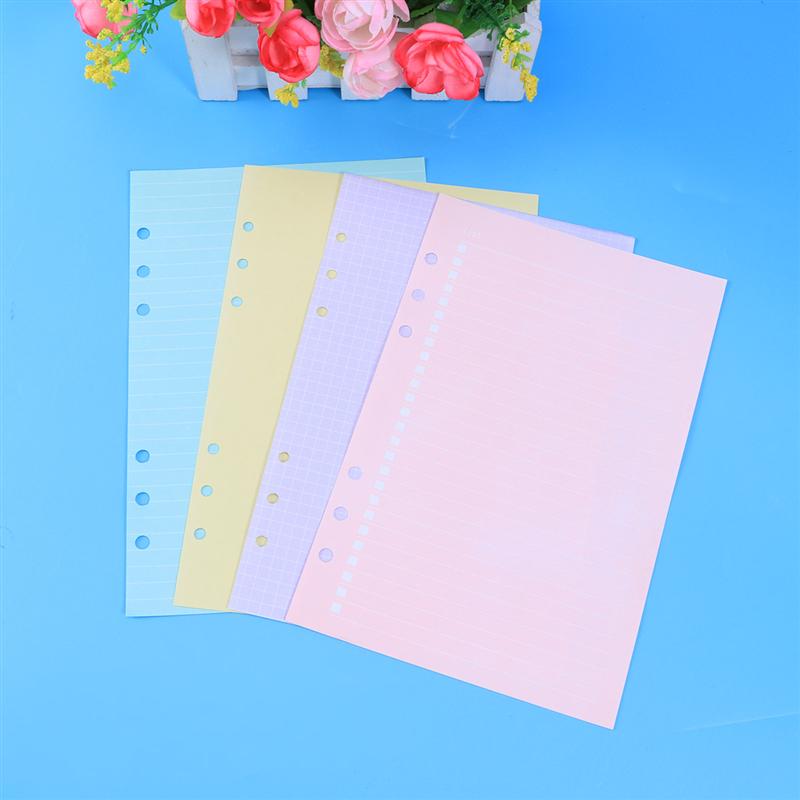 4 pezzi colorati fogli di carta a fogli mobili raccoglitore per fogli Notebook A5 indice classificazione etichette divisori carta (sei fori)