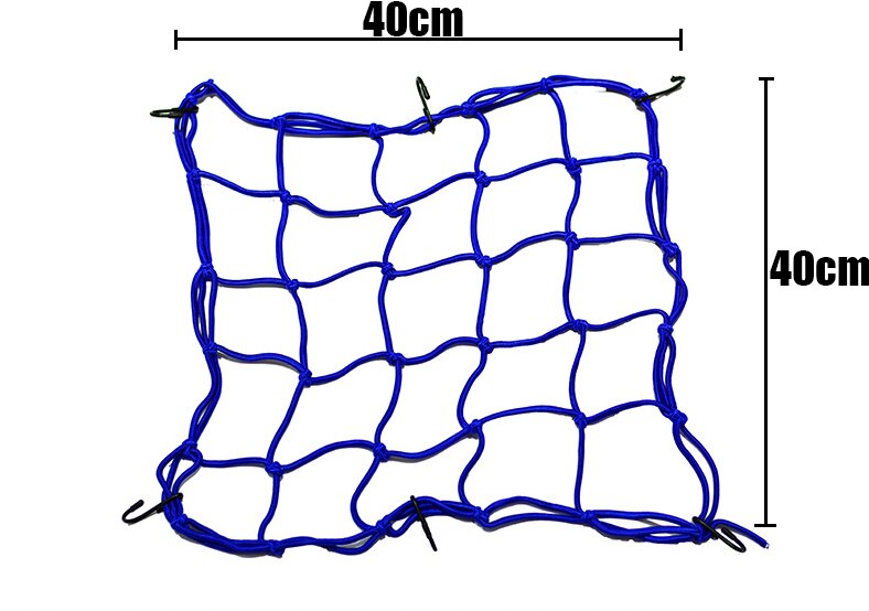 30x30cm 40x40cm motocicleta 6 ganchos red elástica almacenamiento de motocicleta casco tanque equipaje gancho malla accesorios de motocicleta: Azul